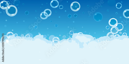 Photos Blue bubble background with white foam serene atmospheric scene