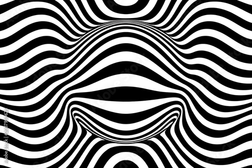 Naklejka Black and white hypnotic wave pattern optical illusion