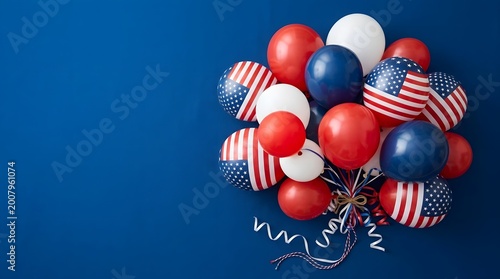 Festive fourth of july celebration a vibrant cluster of red white and blue balloons
