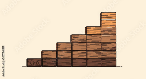 Conceptual illustration depicting the word GROW formed by rustic wooden blocks, symbolizing progress, development, and upward trajectory for personal and business achievement