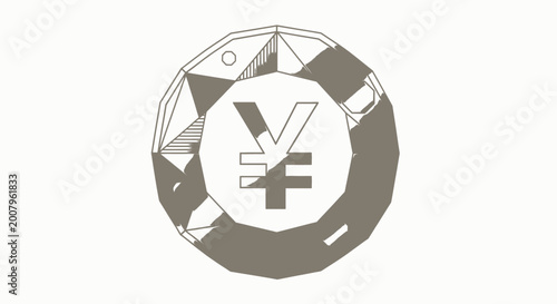 Tablou pe pânză Japanese Yen Symbol Encased in a Gemstone or Coin-like Structure, Symbolizing We
