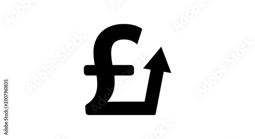 Dynamic British pound symbol with an upward arrow signifying economic growth, financial prosperity, investment returns, and market strength