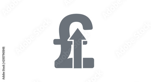 British Pound Sterling currency symbol with an upward trending arrow, symbolizing financial growth and economic progress