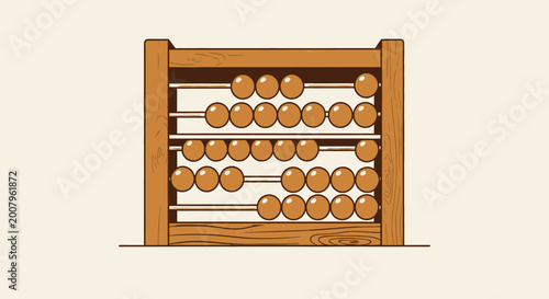 Classic Wooden Abacus with Orange Beads for Counting and Calculation Education