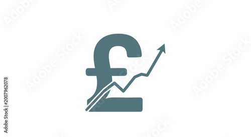Pound Sterling Currency Symbol with Upward Trending Graph Illustrating Financial Growth and Economic Progress