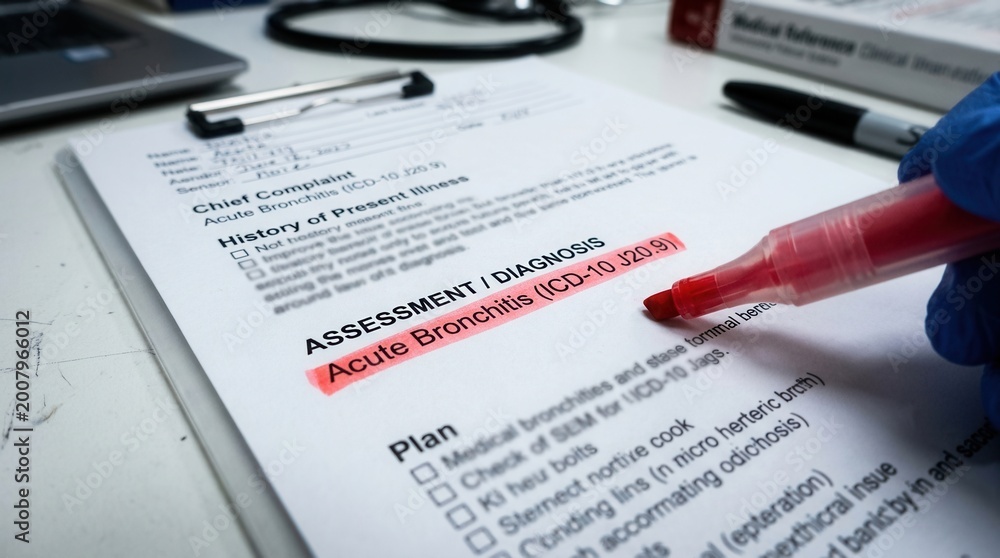 Obraz premium Highlighting Medical Diagnosis Document with Marker