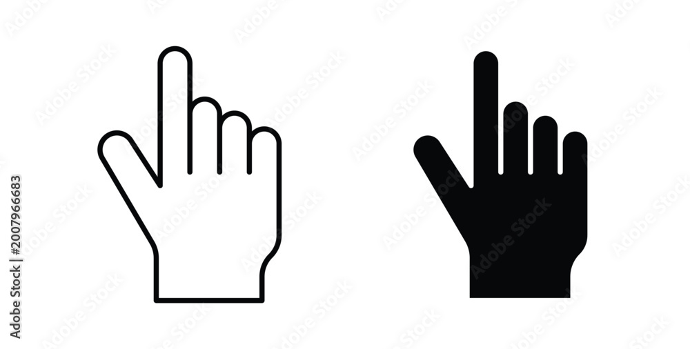 Fototapeta premium Hand pointer icon graphic designs pack. thin line icon set.
