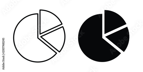 Photos Pie chart icon graphic designs pack. thin line icon set.