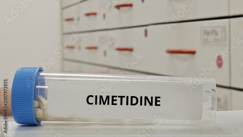 Canvas Print CIMETIDINE tablets for treat gastric ulcers and acid reflux an H2 receptor antag