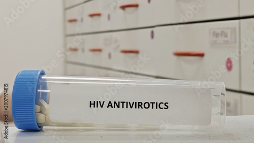 Bild auf Leinwand HIV ANTIVIROTICS tablets used to suppress viral replication in HIV infection
