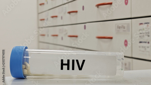 Bild auf Leinwand HIV treatment tablets used to suppress viral replication and manage chronic infe