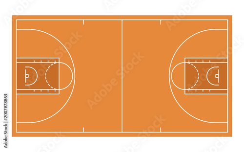 Basketball Court Orange Top View Flat Illustration