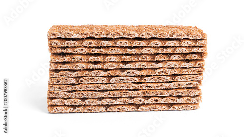 Foto Rye crispbread isolated on a white background.