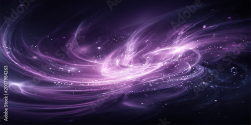 Fotografia A breathtaking celestial panorama of a swirling galaxy, painted with iridescent colors and cosmic energy, captivating the immensity of the cosmos