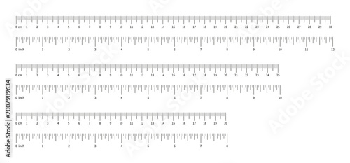 Tableau sur toile Set of measuring chart with 30, 25cm, 20 centimeters