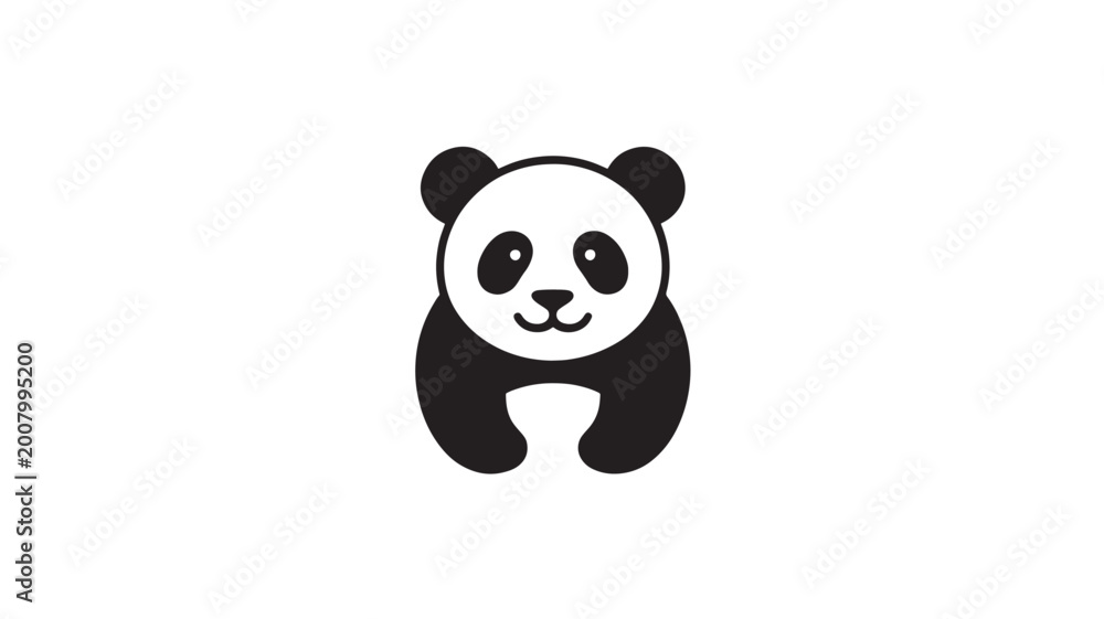 Naklejka premium Cute Panda Bear Face Smiling On White Background For Kids Education Concepts
