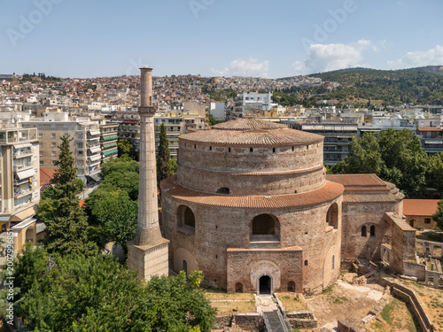 Photography Aerial view of Rotunda of Galerius and Minaret in Thessaloniki, Greece