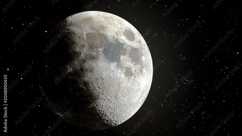 Obraz premium The Moon is slowly moving away from Earth by a few centimeters each year. 