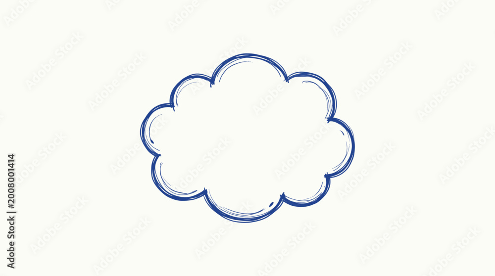 Obraz premium Cloud Sketch Blue Hand Drawn Outline for Creative Design Elements and Digital Graphic Projects