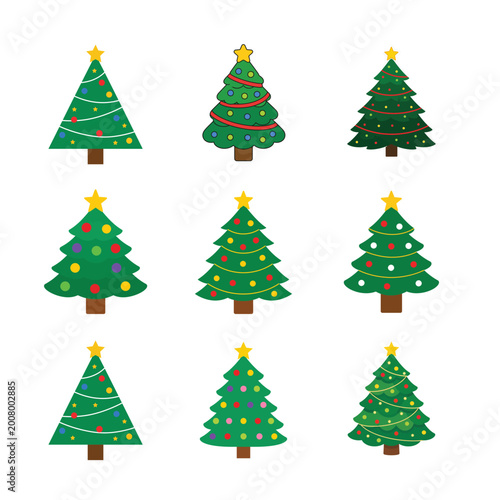 Christmas Tree Icon Bundle Minimal Festive Design Collection