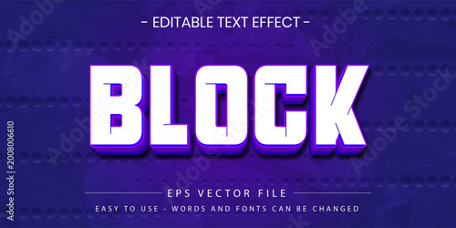 Block 3D Editable Text Effect with Purple Texture and Glitch Style