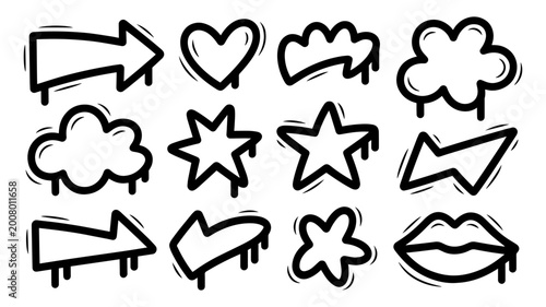 black and white graffiti icons