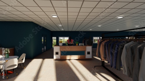 Tableau sur toile Modern Fashion Boutique and Retail Clothing Store Interior Design, 3D render