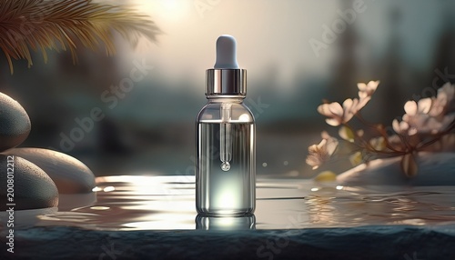 silver dropper bottle spa scene