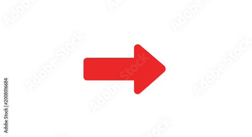 Foto Red Arrow Sign Pointing Right on White Background
