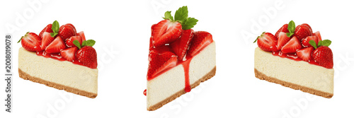 Photos Delicious Strawberry Cheesecake Slice Isolated On Transparent Background Sweet B