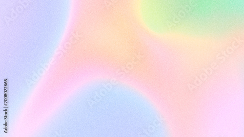 Dreamy iridescent abstract background with fluid shapes and gradient in pink, light blue, peach, pale purple, lavender, lilac, soft yellow, green. Grainy texture, pastel minimal aesthetic, copy space