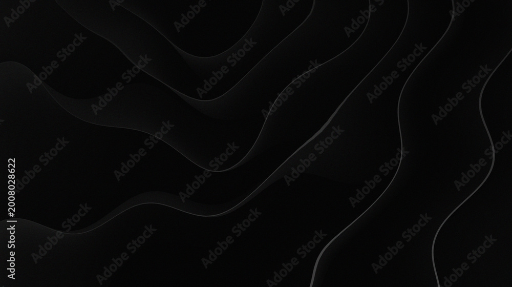 Premium black and dark gray with horizontally repeating wave patterns create visual depth and a 3D effect.