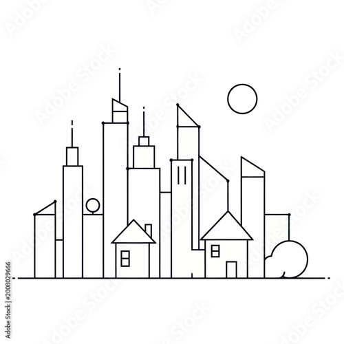 Tableau sur toile City skyline with tall buildings.