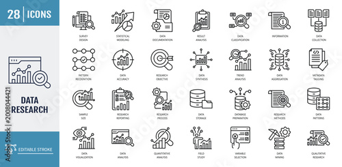 Tableau sur toile Data research icon set
