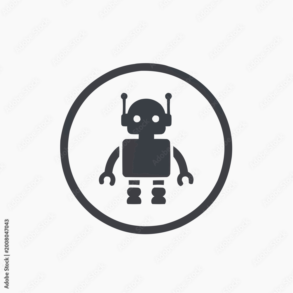 Fototapeta premium Vetor: A robot icon design in a circle