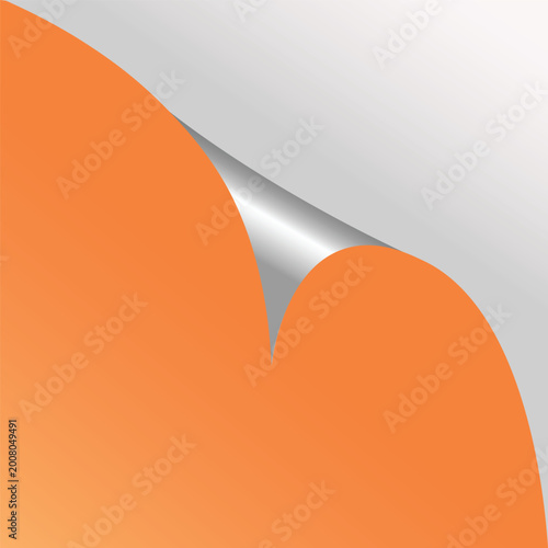 Colorful  blank page with curled corner and soft shadow. Corner of sheet of paper.
