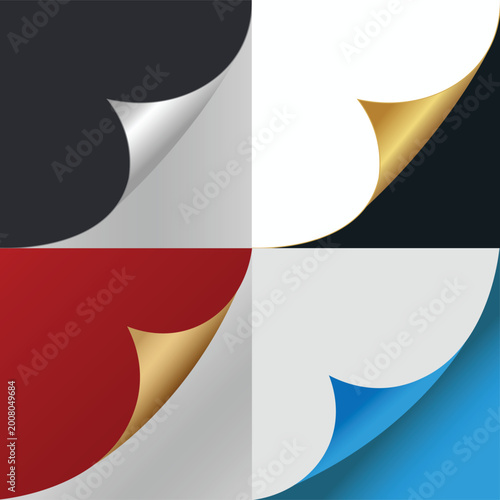Colorful page curl corner effect collections vector illustration.
