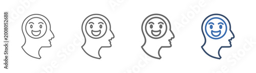 Cuadro en lienzo outline icon set relieve with head design, and smiling emoji