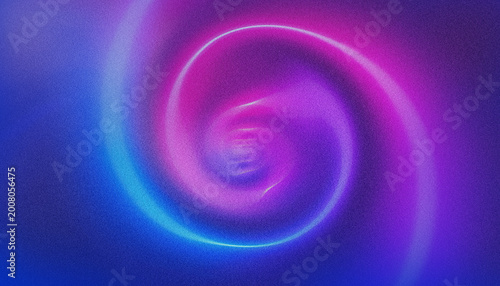 Swirl creates a mesmerizing vortex of blue and pink neon light that pulls the eye into a deep infinite center symbolizing connectivity and the flow of information in cyberspace.
