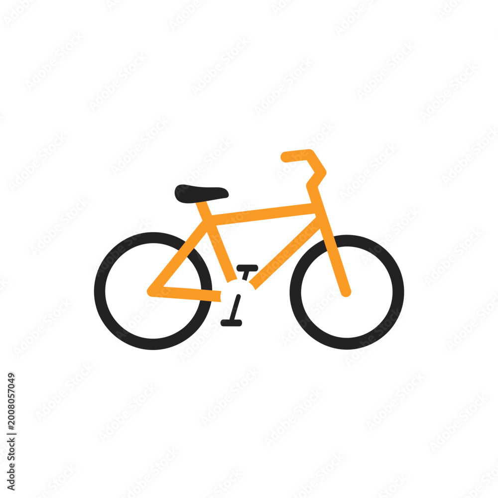 Fototapeta premium Minimalist orange bicycle vector icon on white background