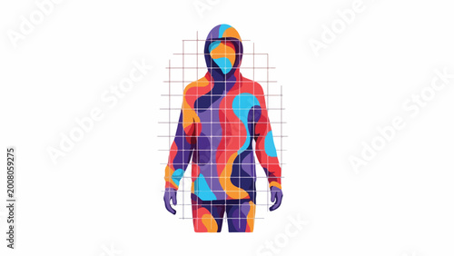 Vibrant Person Thermal Imaging Illustration.