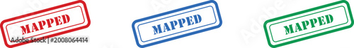 Fotografija Collection of three MAPPED status stamps in vivid red, blue, and green on a pure