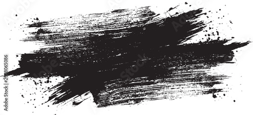 Tableau sur toile Black textured brush stroke on white  brush stroke with white grunge paint splash vector  Vector black paint brush spots, highlighter lines or felt-tip pen marker