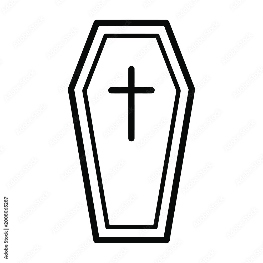 Fototapeta premium Coffin with cross symbol on white background