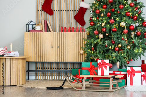 Interior of festive room wi...