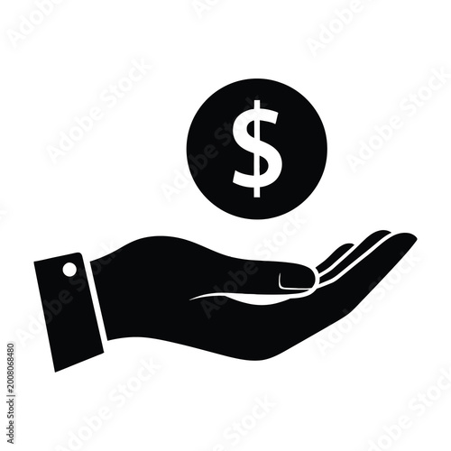 Hand holding dollar coin symbol