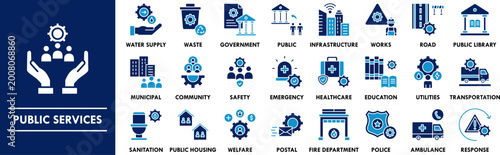 Photos Public Services duotone icon collection set