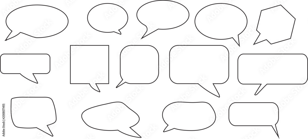 Fototapeta premium Various empty speech bubbles in different shapes and sizes isolated on transparent background