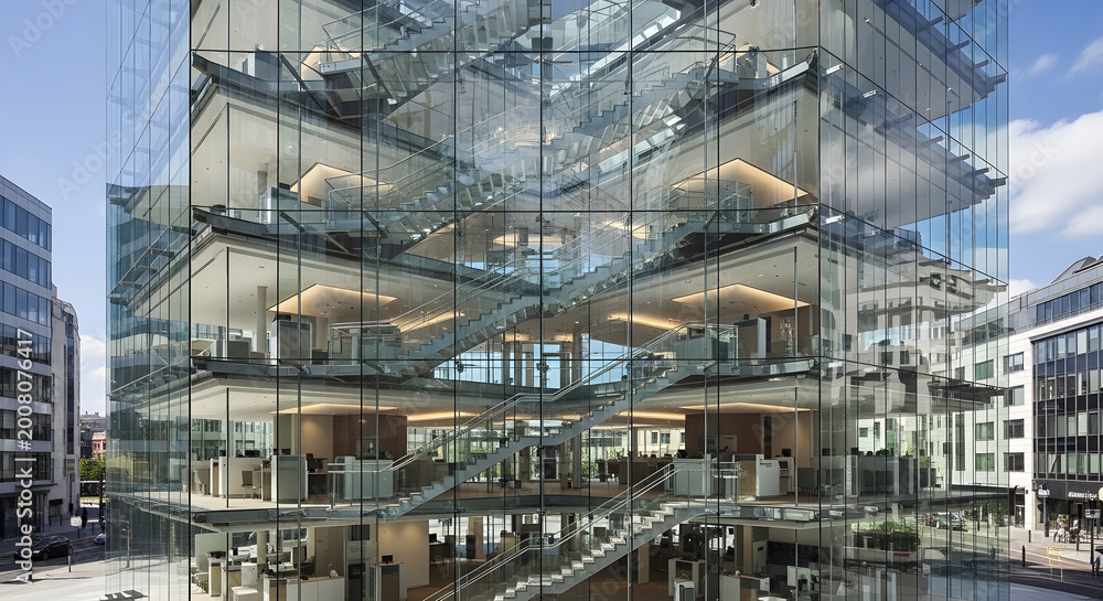 Fototapeta premium Modern Glass Office Building Structure.