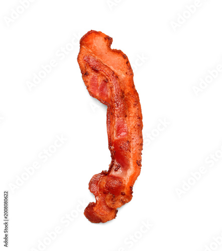 Fried bacon rasher on white...